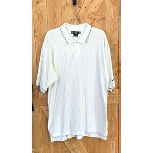 Nike Golf Polo Shirt Men’s XL White Ribbed Short Sleeve Logo Performance